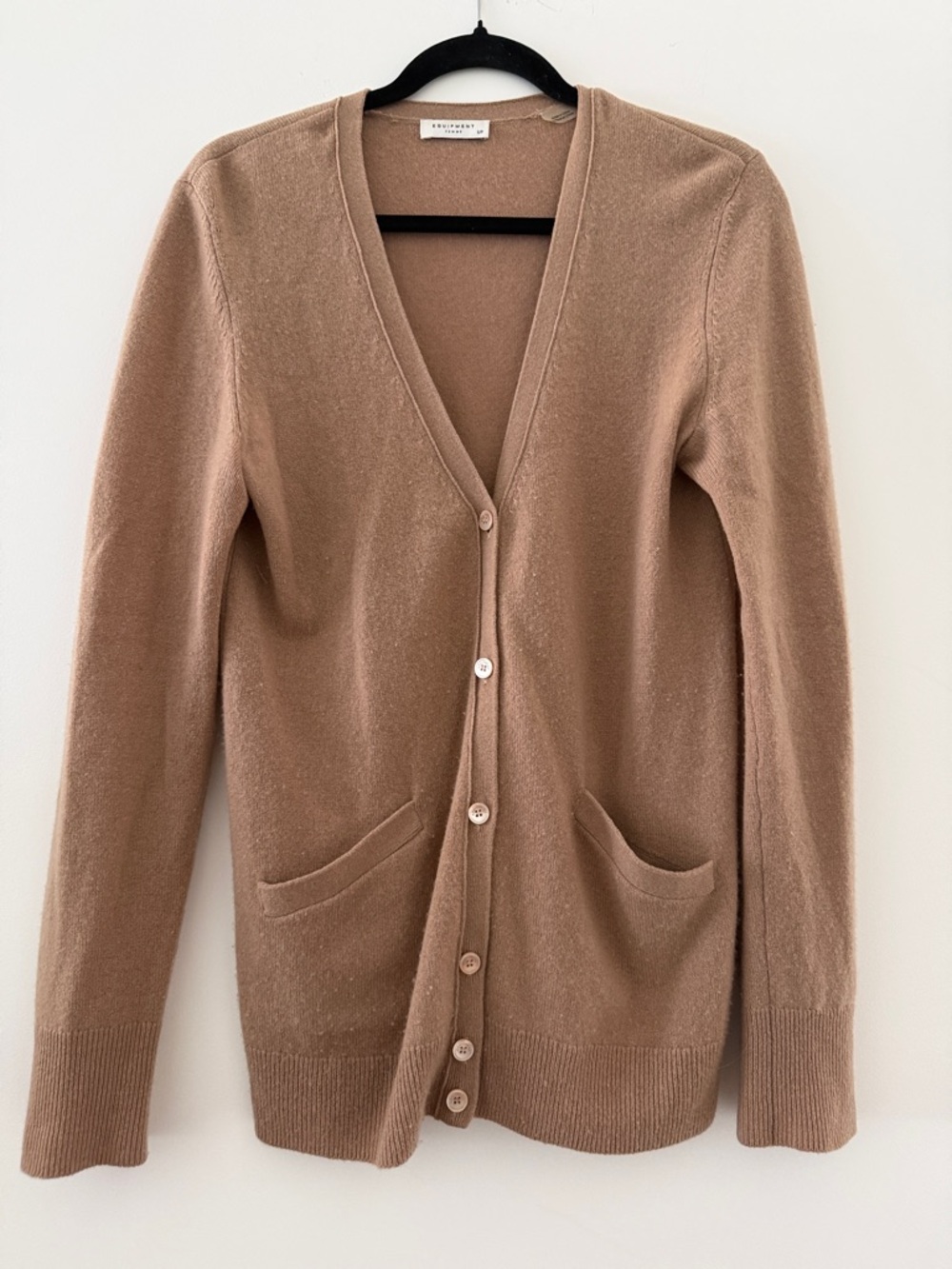 Equipment Camel V-Neck Button Cardigan